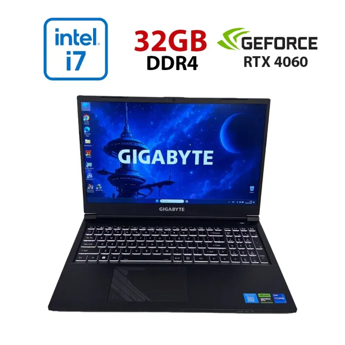 Ігровий ноутбук Gigabyte G5 KF5 / 15,6" (1920x1080) IPS / Intel Core i7-12650H (10 (16) ядер по 2,3 - 4,7 ГГц) / 32 ГБ DDR4 / 512 ГБ SSD / nVidia GeForce RTX 4060, 8 ГБ GDDR6, 128-біт / WebCam б/в - зображення 1