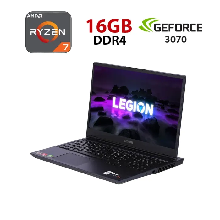 Ігровий ноутбук Lenovo Legion 5 15ACH6H / 15,6" (1920x1080) IPS / AMD Ryzen 7 5800H (8 (16) ядер по 3,2 - 4,4 ГГц) / 16 ГБ DDR4 / 240 ГБ SSD / nVidia GeForce RTX 3070, 8 ГБ GDDR6, 256-біт / WebCam б/в - зображення 1