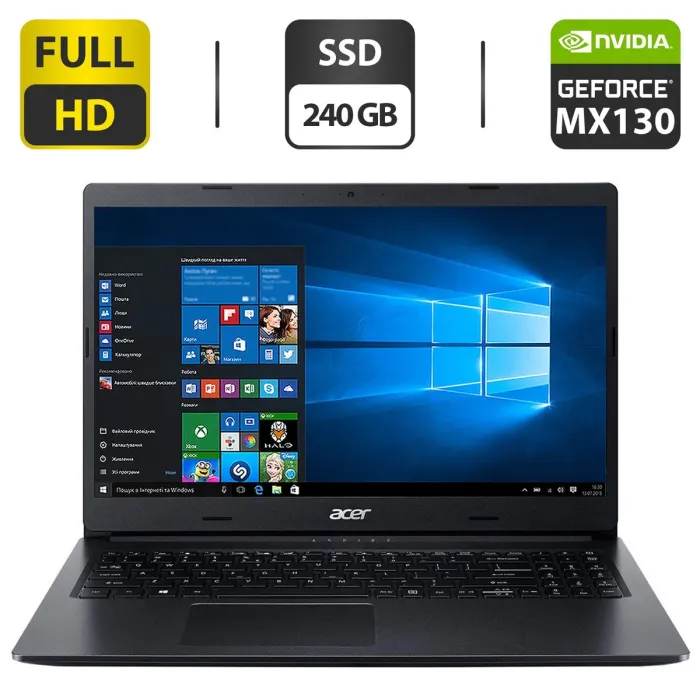 Ноутбук Acer Aspire 3 A315-55KG / 15.6" TN / Intel Core i3-7020U (2(4) ядра по 2.3GHz) / 8GB DDR4 / 240GB SSD / GeForce MX130, 2GB GDDR5, 64-bit / WebCam / HDMI б/в - зображення 1