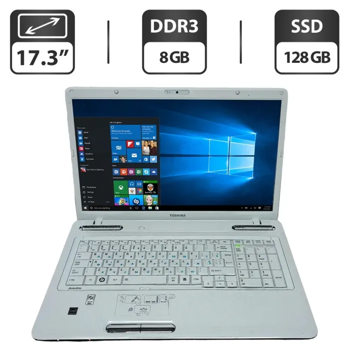 Ноутбук Б-клас Toshiba Satellite L775D-10V / 17.3" (1600x900) TN / AMD A6-3420M (2 (4) ядра по 1.5 - 2.4 GHz) / 8 GB DDR3 / 128 GB SSD / AMD Radeon HD 6520G Graphics / WebCam / DVD-ROM б/в - зображення 1