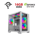 Ігровий ПК Ice Infinity Mini White Tower / AMD Ryzen 5 5500 (6 (12) ядер по 3,6 - 4,2 ГГц) / 16 ГБ DDR4 / 480 ГБ SSD / nVidia GeForce GTX 1070, 8 ГБ GDDR5, 256-біт