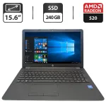 Ноутбук HP 250 G6 / 15.6" (1366x768) TN / Intel Core i3-6006U (2 (4) ядра по 2.0 GHz) / 8 GB DDR4 / 240 GB SSD / AMD Radeon 520, 2 GB GDDR3, 64-bit / WebCam б/в
