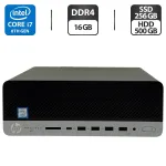Комп'ютер HP ProDesk 600 G4 SFF / Intel Core i7-8700 (6 (12) ядер по 3,2 - 4,6 ГГц) / 16 ГБ DDR4 / 256 ГБ SSD + 500 ГБ HDD / Intel UHD Graphics 630 б/в