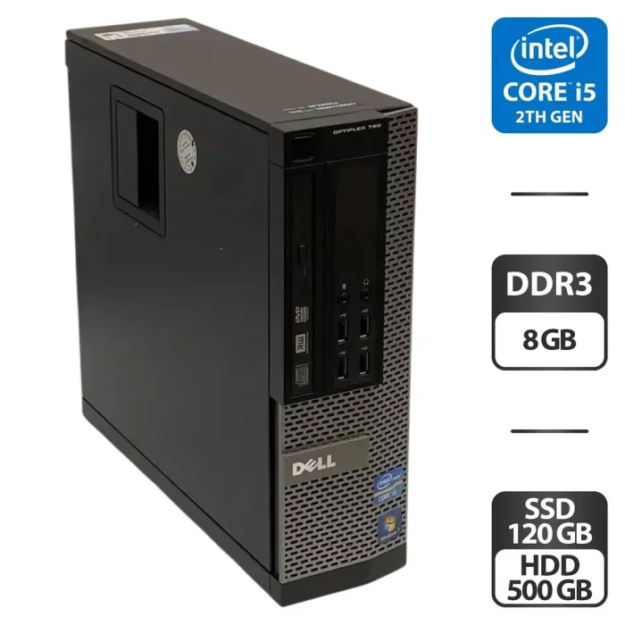 Комп'ютер Dell OptiPlex 790 SFF / Intel Core i5-2400 (4 ядра по 3.1 - 3.4 GHz) / 8 GB DDR3 / 120 GB SSD + 500 GB HDD / Intel HD Graphics 2000 б/в - зображення 1
