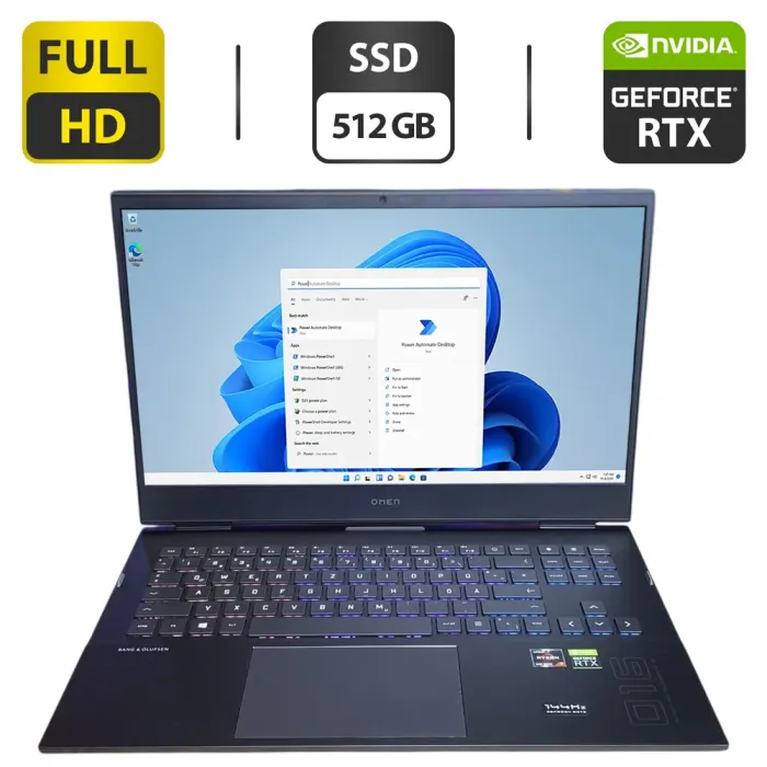 Ігровий ноутбук HP Omen 16 / 16.1" (1920x1080) IPS / AMD Ryzen 7 5800H (8 (16) ядер по 3.2 - 4.4 GHz) / 16 GB DDR5 / 512 GB SSD / nVidia GeForce RTX 3070, 8 GB GDDR6, 256-bit / WebCam б/в - зображення 1