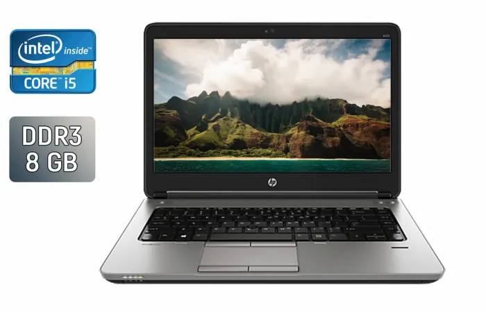 Ноутбук HP ProBook 640 G1 / 14" (1366x768) TN / Intel Core i5-4300M (2 (4) ядра по 2.6 - 3.3 GHz) / 8 GB DDR3 / 240 GB SSD / Intel HD Graphic 4600 / Fingerprint / WebCam / Windows 10 б/в - зображення 1