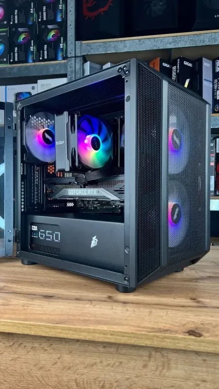 Збірка під замовлення: комп'ютер 1stPlayer D3-3F2-PLUS Black Tower / AMD Ryzen 5 3600 (6 (12) ядер по 3.6 - 4.2 GHz) / 16 GB DDR4 / 512 GB SSD M.2 / nVidia GeForce RTX 3060 Ti, 8 GB GDDR6, 256-bit / 650W б/в - зображення 2