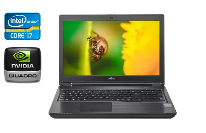 Мобільна робоча станція Б-клас Fujitsu Celsius H780 / 15.6" (1920x1080) IPS / Intel Core i7-8750H (6 (12) ядер по 2.2 - 4.1 GHz) / 16 GB DDR4 / 512 GB SSD / nVidia Quadro P600, 4 GB GDDR5, 128-bit / HDMI / WebCam б/в - зображення 1