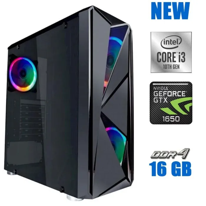 Ігровий ПК 1stPlayer FIREROSE RGB Tower / Intel Core i3-10100F (4 (8) ядра по 3.6 - 4.3 GHz) / 16 GB DDR4 / 240 GB SSD / nVidia GeForce GTX 1650, 4 GB GDDR5, 128-bit / 700W - зображення 1