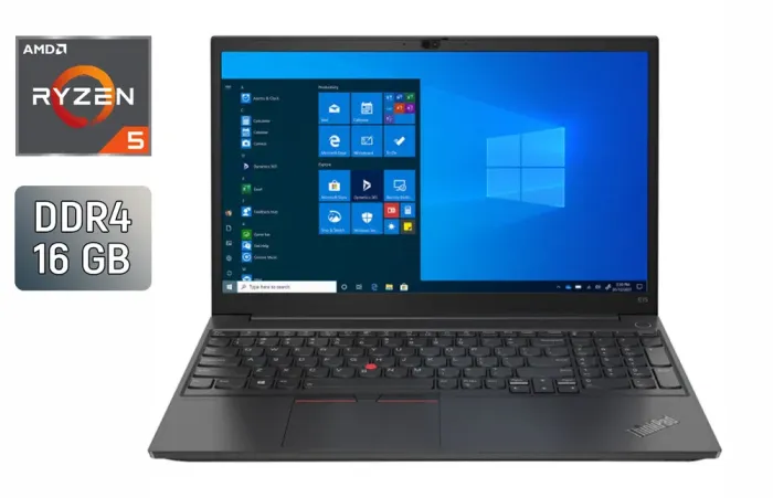 Ноутбук Б-класу Lenovo ThinkPad E15 Gen 3 / 15.6" (1920x1080) IPS / AMD Ryzen 5 5500U (6 (12) ядер по 2.1 - 4.0 GHz) / 16 GB DDR4 / 256 GB SSD / AMD Radeon Graphics 448SP / WebCam / HDMI б/в - зображення 1