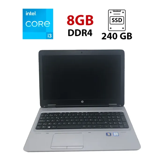 Ноутбук HP ProBook 650 G2 / 15.6" (1366x768) TN / Intel Core i3-6100U (2 (4) ядра по 2.3 GHz) / 8 GB DDR4 / 240 GB SSD / Intel HD Graphics 520 / WebCam / DVD-ROM б/в - зображення 1