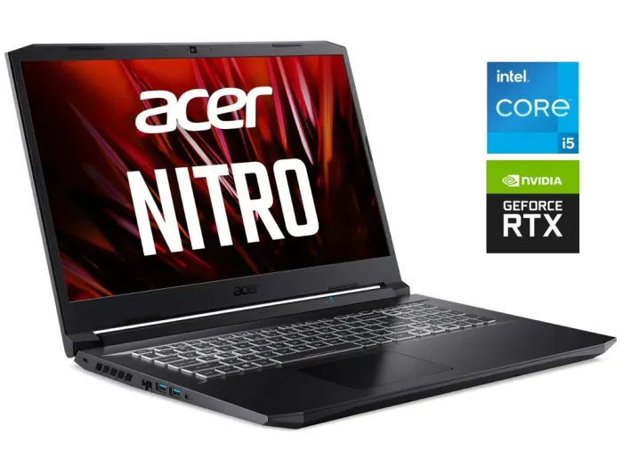 Ігровий ноутбук Б-клас Acer Nitro 5 AN517-53 / 17.3" (1920x1080) IPS / Intel Core i5-11300H (4 (8) ядра по 2.6 - 4.4 GHz) / 16 GB DDR4 / 512 GB SSD M.2 / nVidia GeForce RTX 3050, 4 GB GDDR5, 128-bit / WebCam / Win 11 Home б/в - зображення 1