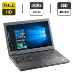 Ноутбук Б-клас Lenovo ThinkPad T540p / 15.6" (1920x1080) TN / Intel Core i5-4300M (2 (4) ядра по 2.6 - 3.3 GHz) / 16 GB DDR3 / 480 GB SSD / Intel HD Graphics 4600 / WebCam б/в