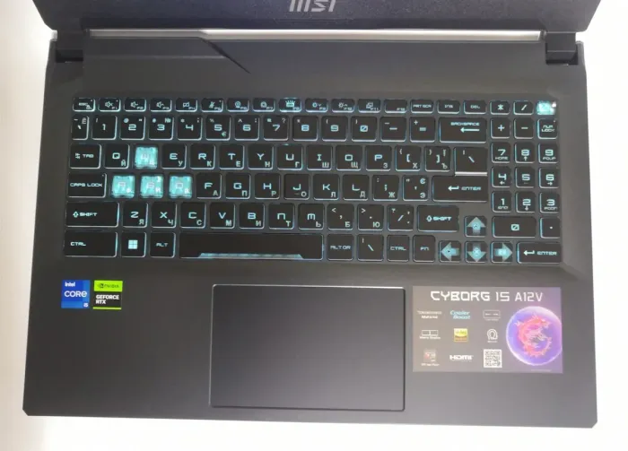 Ігровий ноутбук MSI Cyborg 15 A12VF / 15.6" (1920x1080) IPS / Intel Core i7-12650H (10 (16) ядер по 3.3 - 4.4 GHz) / 16 GB DDR5 / 512 GB SSD M.2 / nVidia GeForce RTX 4060, 8 GB GDDR6, 128-bit / WebCam / Win 11 Home - зображення 8