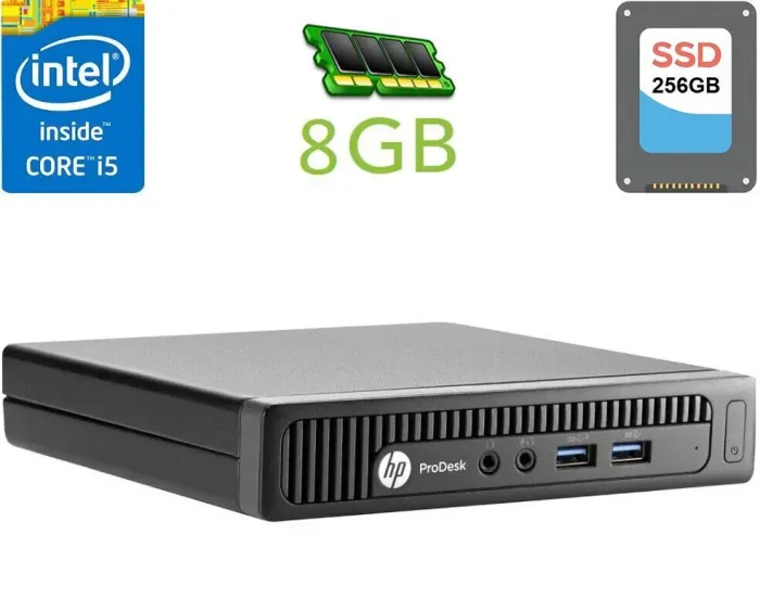 Неттоп Б-клас HP ProDesk 400 G1 TPC-F064-DM USFF / Intel Core i5-4590T (4 ядра по 2.0 - 3.0 GHz) / 8 GB DDR3 / 256 GB SSD / Intel HD Graphics 4600 / DisplayPort б/в - зображення 1