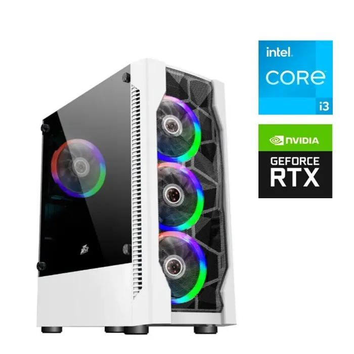 Ігровий ПК 1stPlayer D4-WH-4F1-W White Tower / Intel Core i3-12100F (4 (8) ядра по 3.3 - 4.3 GHz) / 16 GB DDR5 / 512 GB SSD M.2 / nVidia GeForce RTX 3050, 6 GB GDDR6, 96-bit б/в - зображення 1