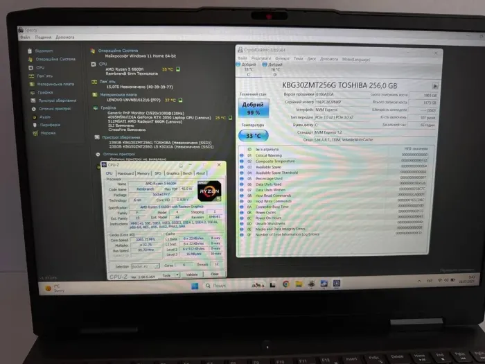 Ігровий ноутбук Lenovo Legion 5 / 15.6" (1920x1080) IPS / AMD Ryzen 5 6600H (6 (12) ядер по 3.3 - 4.5 GHz) / 16 GB DDR4 / 512 GB SSD / nVidia GeForce RTX 3050Ti, 4 GB GDDR6, 128-bit / WebCam б/в - зображення 7