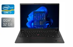 Ультрабук Б-клас Lenovo ThinkPad X1 Carbon Gen11 / 14" (1920x1080) IPS / Intel Core i7-1365U (10 (12) ядер по 1.3 - 5.2 GHz) / 32 GB DDR5 / 1000 GB SSD / Intel Iris Xe Graphics / WebCam / Windows 11 б/в