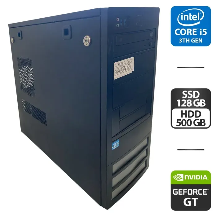 Комп'ютер NoName Tower / Intel Core i5-3470 (4 ядра по 3.2 - 3.6 GHz) / 8 GB DDR3 / 128 GB SSD + 500 GB HDD / nVidia GeForce GT 710, 2 GB GDDR3, 64-bit / DVD-ROM / HDMI б/в - зображення 1