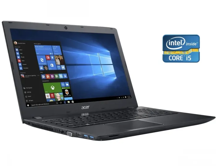Ноутбук Acer Aspire E5-574-58JM / 15.6" (1366x768) TN / Intel Core i5-6200U (2 (4) ядра по 2.3 - 2.8 GHz) / 8 GB DDR3 / 240 GB SSD / Intel HD Graphics 520 / WebCam / DVD-RW / Win 10 Home б/в - зображення 1
