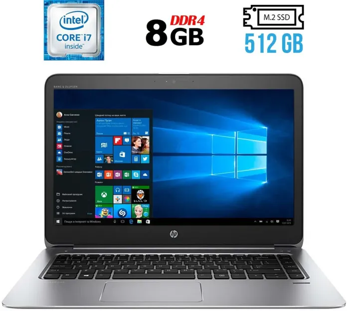 Ультрабук Б-клас HP EliteBook Folio 1040 G3 / 14" (1920x1080) TN / Intel Core i7-6600U (2 (4) ядра по 2.6 - 3.4 GHz) / 8 GB DDR4 / 512 GB SSD M.2 / Intel HD Graphics 520 / WebCam / HDMI б/в - зображення 1