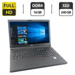 Ноутбук Fujitsu LifeBook E556 / 15.6" (1920x1080) IPS / Intel Core i5-6200U (2 (4) ядра по 2.3 - 2.8 GHz) / 16 GB DDR4 / 240 GB SSD / Intel HD Graphics 520 / WebCam / DVD-ROM б/в