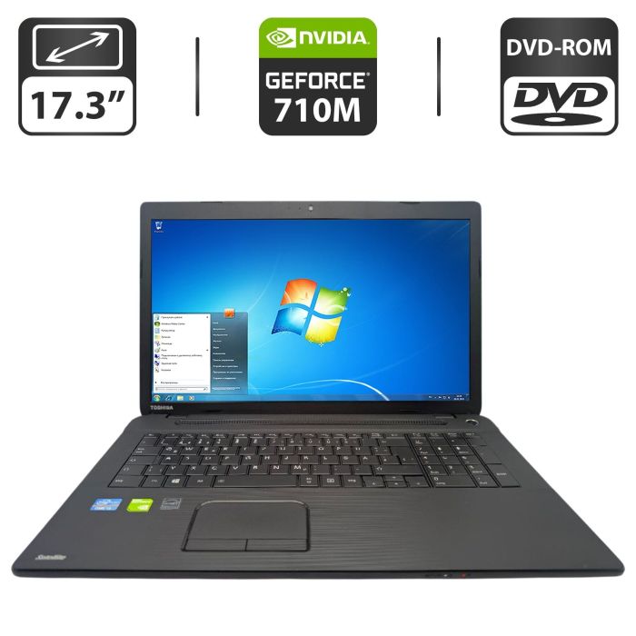 Ноутбук Toshiba Satellite C70-A / 17.3" (1600x900) TN / Intel Core i3-3120M (2 (4) ядра по 2.5 GHz) / 6 GB DDR3 / 500 GB HDD / nVidia GeForce 710M, 1 GB GDDR3, 64-bit / WebCam / DVD-ROM б/в - изображение 1