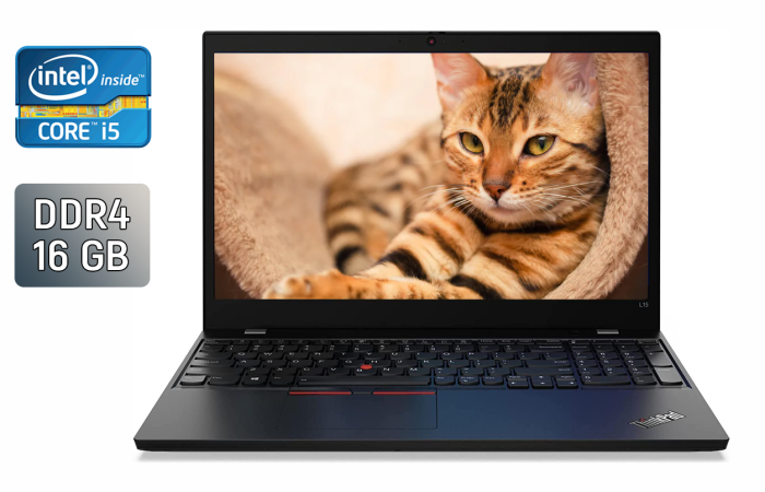 Ноутбук Lenovo ThinkPad L15 Gen2 / 15.6" (1920x1080) IPS / Intel Core i5-1135G7 (4 (8) ядра по 2.4 - 4.2 GHz) / 16 GB DDR4 / 480 GB SSD / Intel Iris Xe Graphics / WebCam / Windows 11 б/в - зображення 1
