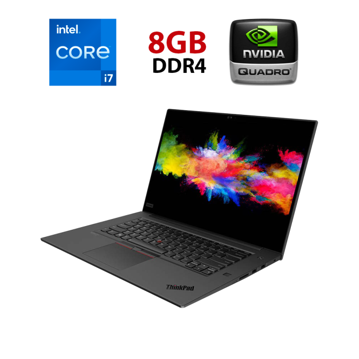 Мобільна робоча станція Lenovo Thinkpad P1 Gen 3 / 15.6" (1920x1080) IPS / Intel Core i7-10750H (6 (12) ядер по 2,6 - 5,0 ГГц) / 8 ГБ DDR4 / 240 ГБ SSD / nVidia Quadro T2000, 4 ГБ GDDR5, 128-біт / WebCam б/в - зображення 1