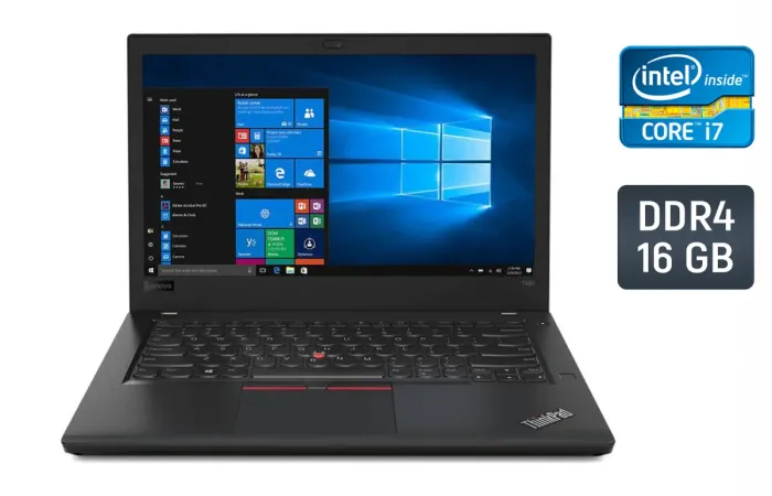 Ультрабук Lenovo ThinkPad T480 / 14" (2560x1440) IPS / Intel Core i7-8650U (4 (8) ядра по 1.9 - 4.2 GHz) / 16 GB DDR4 / 512 GB SSD / nVidia GeForce MX150, 2 GB GDDR5, 64-bit / WebCam / TouchID / Windows 10 б/в - зображення 1