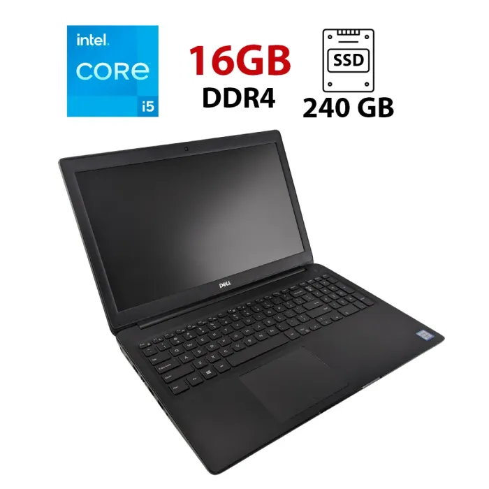 Ноутбук Dell Latitude 3500 / 15.6" (1920x1080) IPS / Intel Core i5-8265U (4 (8) ядра по 1.6 - 3.9 GHz) / 16 GB DDR4 / 240 GB SSD / Intel UHD Graphics 620 / WebCam б/в - зображення 1