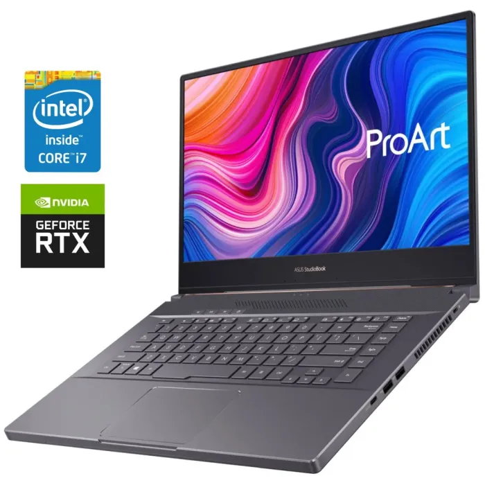 Ігровий ноутбук Asus ProArt StudioBook 15 H500GVA / 15.6" (3840x2160) IPS / Intel Core i7-9750H (6 (12) ядер по 2,6 - 4,5 ГГц) / 16 ГБ DDR4 / 512 ГБ SSD NVMe / nVidia GeForce RTX 2060, 6 ГБ GDDR6, 192-біт б/в - зображення 1