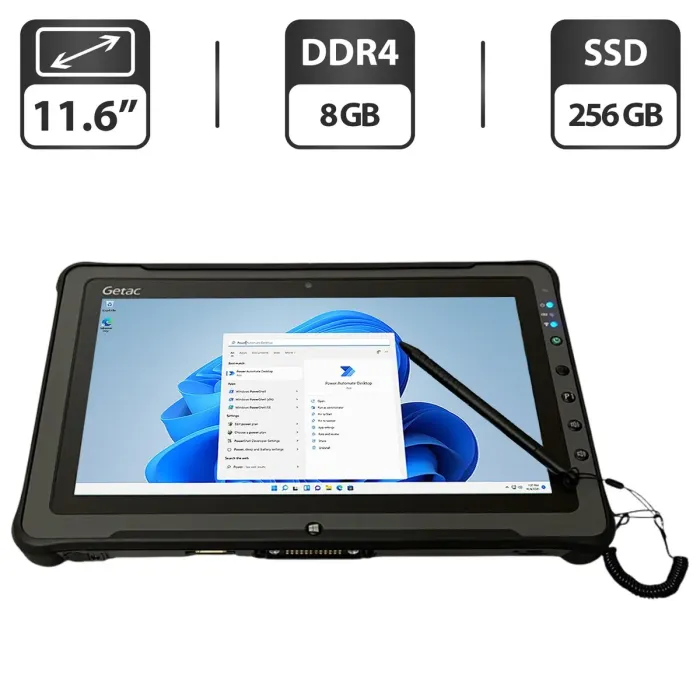 Захищений планшет Getac F110 G3 / 11.6" (1366x768) IPS / Intel Core i7-6500U (2 (4) ядра по 2.5 - 3.1 GHz) / 8 GB DDR4 / 256 GB SSD / Intel HD Graphics 520 / WebCam / Стилус / Два АКБ б/в - зображення 1