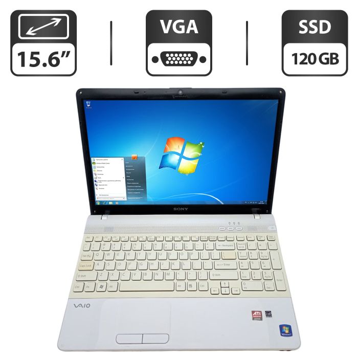 Ноутбук Sony VPC EB4E1R / 15.6" (1366x768) TN / Intel Core i3-380M (2 (4) ядра по 2.5 GHz) / 6 GB DDR3 / 120 GB SSD / Intel Graphics / WebCam б/в - зображення 1