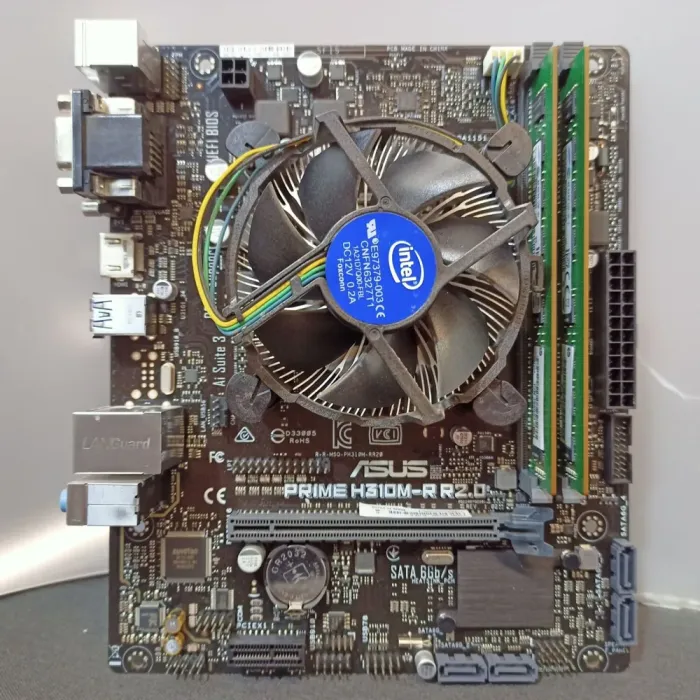 Комплект: материнська плата Asus Prime H310M-R R2.0 / LGA1151 / Intel Core i3-8100 (4 ядра по 3.6 GHz) / 8 GB DDR4 / Intel UHD Graphics 630 + Кулер б/в - зображення 2