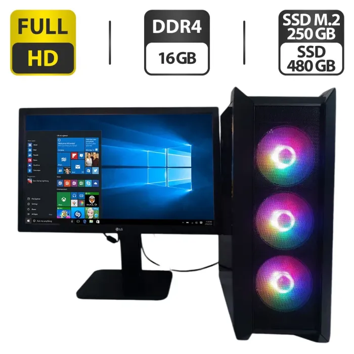 Комплект ПК: Frontier Asaro Tower / Intel Core i7-4790 (4 (8) ядра по 3.6 - 4.0 GHz) / 32 GB DDR3 / 480 GB SSD + 500 GB HDD / AMD Radeon R9 290X, 8 GB GDDR5, 512-bit / 450W + Монітор LG 24MB37PM-B / 24" (1920x1080) IPS б/в - зображення 1