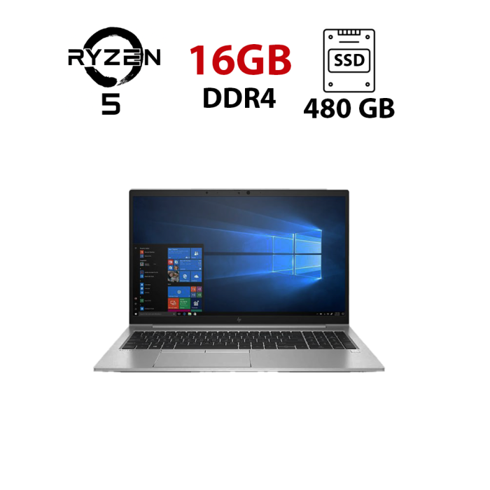 Ультрабук HP EliteBook 855 G7 / 15.6" (1920x1080) IPS / AMD Ryzen 5 Pro 4650U (6 (12) ядер по 2.1 - 4.0 GHz) / 16 GB DDR4 / 480 GB SSD / AMD Radeon RX Vega 6 Graphics / WebCam б/в - зображення 1