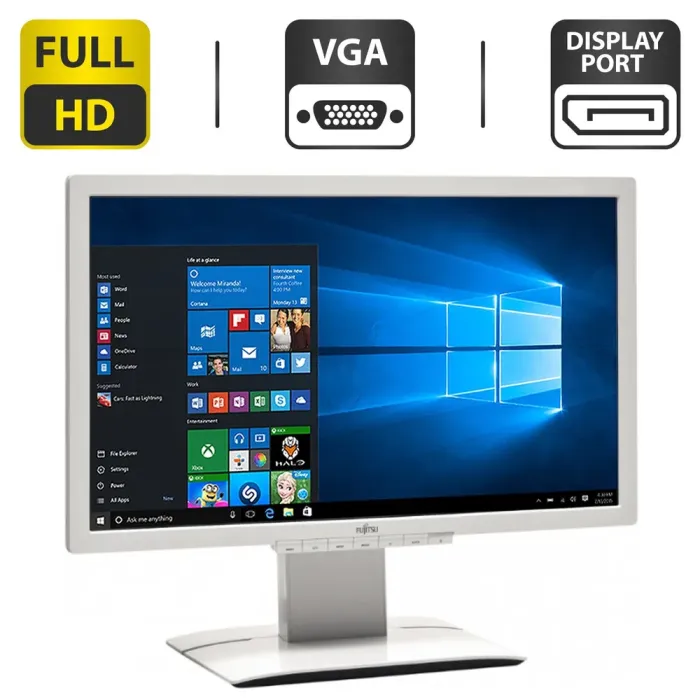 Монітор Fujitsu P Line P23T-6/23" (1920x1080)  IPS / VGA, DVI, DP, Audi, USB-Hub / Вбудовані колонки 2x 1.5W / VESA 100x100 + Кабель живлення б/в - зображення 1