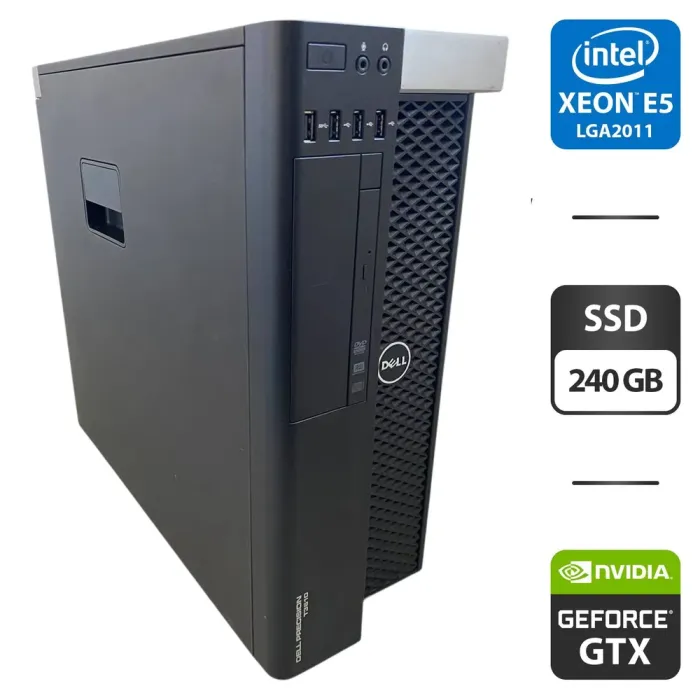 Робоча станція Dell Precision T3610 Tower / Intel Xeon E5-2658 v2 (10 (20) ядер по 2.4 - 3.0 GHz) / 32 GB DDR3 / 240 GB SSD / nVidia GeForce GTX 660, 2 GB GDDR5, 192-bit / DVD-ROM б/в - зображення 1