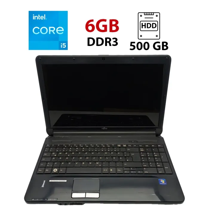 Ноутбук Fujitsu Lifebook AH530 / 15.6" (1366x768) TN / Intel Core i5-520M (2 (4) ядра по 2.4 - 2.93 GHz) / 6 GB DDR3 / 500 GB HDD / HD Graphics 2000 / WebCam б/в - зображення 1