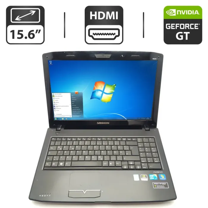 Ноутбук Acer Medion P6624 / 15.6" (1366x768) TN / Intel Core i3-370M (2 (4) ядра по 2.4 - 2.5 GHz) / 6 GB DDR3 / 500 GB HDD / nVidia GeForce GT 425M, 1 GB GDDR3, 128-bit / WebCam / АКБ не тримає б/в - зображення 1