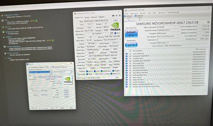 Мобільна робоча станція HP ZBook 17 G7 / 17,3" (1920x1080) IPS / Intel Core i5-10400H (4 (8) ядра по 2,6 - 4,6 ГГц) / 32 ГБ DDR4 / 256 ГБ SSD + 256 ГБ SSD / nVidia Quadro T1000, 4 ГБ GDDR5, 128-біт / WebCam б/в - изображение 11