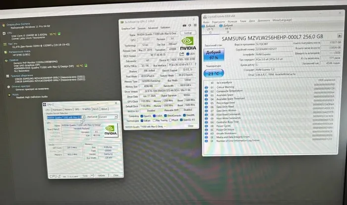 Мобільна робоча станція HP ZBook 17 G7 / 17,3" (1920x1080) IPS / Intel Core i5-10400H (4 (8) ядра по 2,6 - 4,6 ГГц) / 32 ГБ DDR4 / 256 ГБ SSD + 256 ГБ SSD / nVidia Quadro T1000, 4 ГБ GDDR5, 128-біт / WebCam б/в - зображення 11