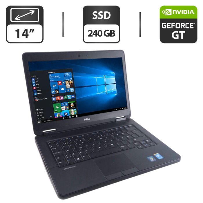 Ноутбук Dell Latitude E5440 / 14" (1366x768) TN / Intel Core i5-4200U (2 (4) ядра по 1.6 - 2.6 GHz) / 8 GB DDR3 / 240 GB SSD / nVidia GeForce GT 720M, 2 GB GDDR3, 64-bit / WebCam / DVD-ROM б/в - зображення 1