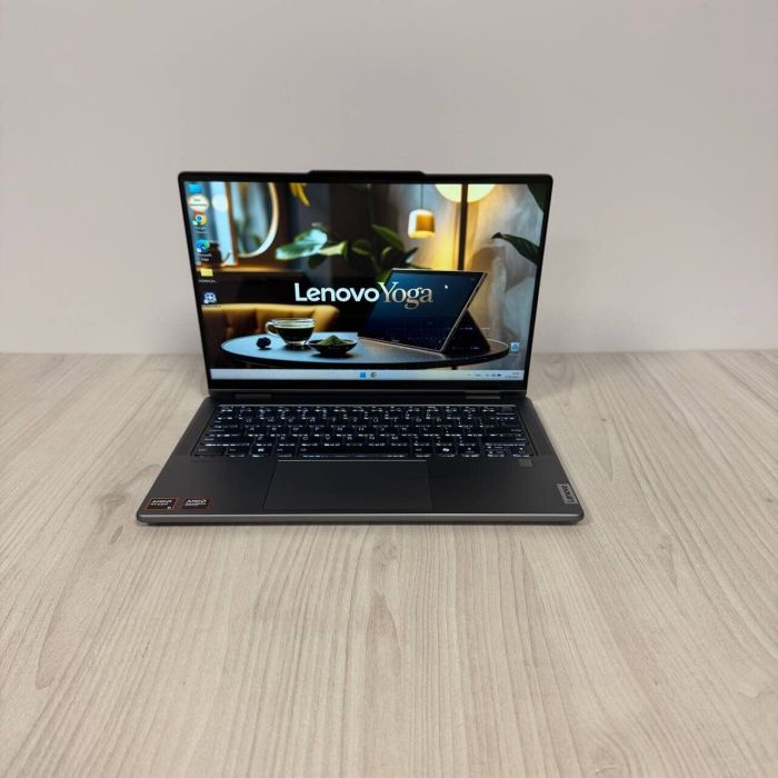 Ультрабук-трансформер Lenovo Yoga 7 14AHP9 / 14" (1920x1200) IPS Touch / AMD Ryzen 5 8640HS (6 (12) ядер по 3.5 - 4.9 GHz) / 8 GB DDR5 / 512 GB SSD NVMe / AMD Radeon 760M Graphics / WebCam б/в - зображення 2