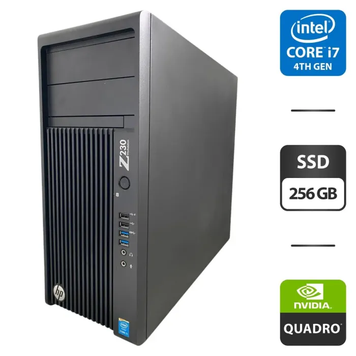 Робоча станція HP Workstation Z230 Tower / Intel Core i7-4790 (4 (8) ядра по 3,6 - 4,0 ГГц) / 16 ГБ DDR3 / 256 ГБ SSD / nVidia Quadro K2000, 2 ГБ GDDR5, 128-біт б/в - зображення 1