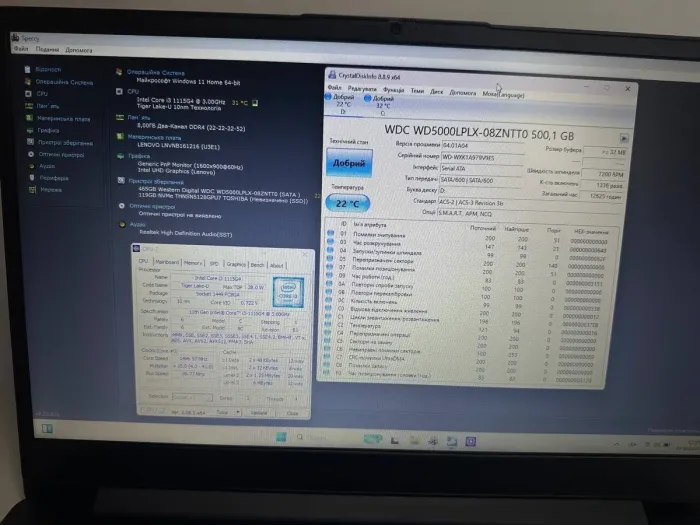 Ультрабук Б-клас Lenovo IdeaPad 3 17ITL6 / 17.3" (1600x900) TN / Intel Core i3-1115G4 (2 (4) ядра по 1.7 - 4.1 GHz) / 8 GB DDR4 / 128 GB SSD + 500 GB HDD / Intel UHD Graphics / WebCam / Win 11 Home б/в - зображення 6