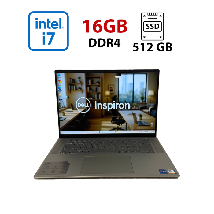Ноутбук Б-клас Dell Inspiron 16 5620 / 16" (1920x1200) IPS / Intel Core i7-1255U (10 (12) ядер по 1.7 - 4.7 GHz) / 16 GB DDR4 / 1000 GB SSD / Intel Iris Xe Graphics / WebCam б/в - изображение 1