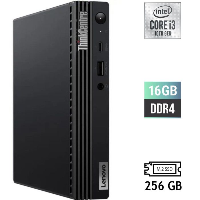 Неттоп Lenovo ThinkCentre M70q USFF / Intel Core i3-10100T (4 (8) ядра по 3.0 - 3.8 GHz) / 16 GB DDR4 / 256 GB SSD M.2 / Intel UHD Graphics 630 / USB 3.2 б/в - зображення 1