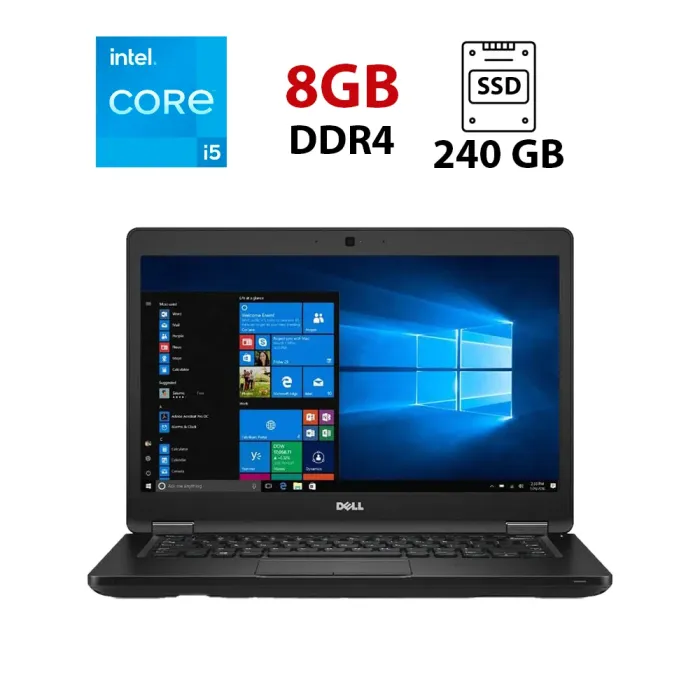 Ультрабук Dell Latitude E5480 / 14" (1366x768) TN / Intel Core i5-6200U (2 (4) ядра по 2.3 - 2.8 GHz) / 8 GB DDR4 / 240 GB SSD / Intel HD Graphics 520 / WebCam б/в - зображення 1